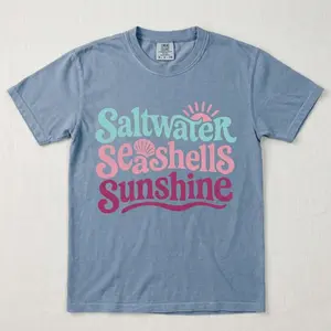 Comfort Colors Summer Seashells Sunshine T-Shirt, Beach Vacation Tee, Trendy Summer Graphic Shirt, Coastal Aesthetic Tee, Sublimation Summer Outfit