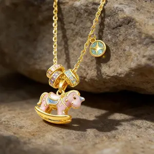 Lucky Pony Enamel Necklace – 18K Gold Plated