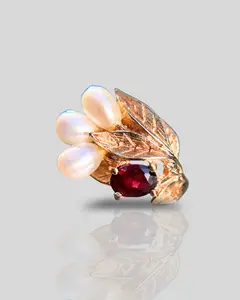 Estate Pearl and Garnet Cocktail Ring