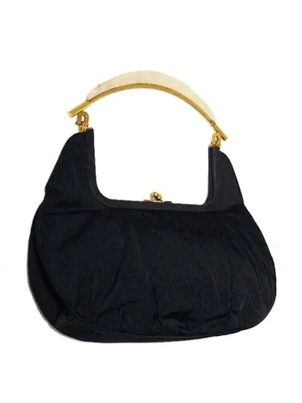 Pre-owned Rosenfeld Faille Silk Top Handle Bags Vintage Black Silk Faille Handbag