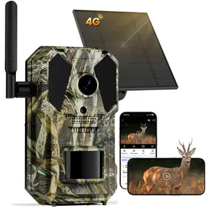 SYCAMTC 4G hunting camera 2K HD Video with Audio 0.2s Fast Trigger Infrared Night Vision IP65 Waterproof Solar Charging Panel for Hunting pir