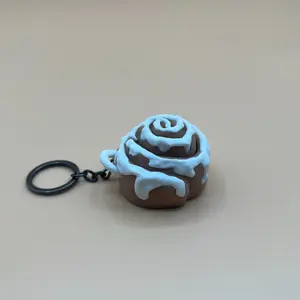 Cinnamon Roll Fidget Clicker Keychain – Foodie Gift – 3D Printed Stress Relief Toy – Cinnamon BunToy, Fun Gift for Teens & Adults