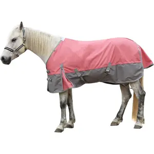 1200D Ripstop Waterproof Breathable Horse Blanket (0g No Fill), Lightweight Turnout Rain Sheet, Keeps Dry in Mud & Wet Weather Pinkgrey 72"