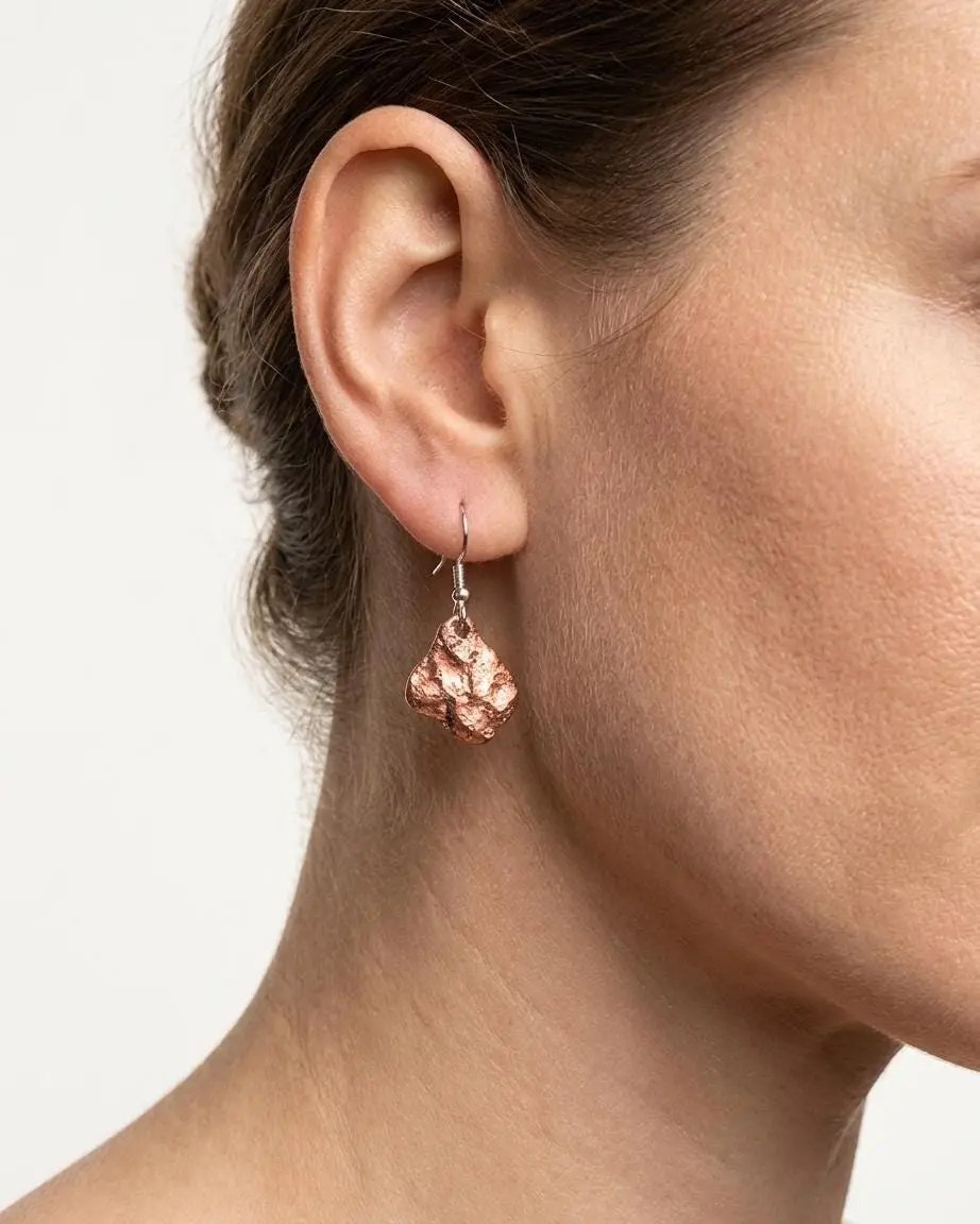 Natural Copper Earrings - Sterling Silver