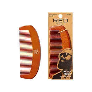 Red Premium Premium Wood Long Beard Comb