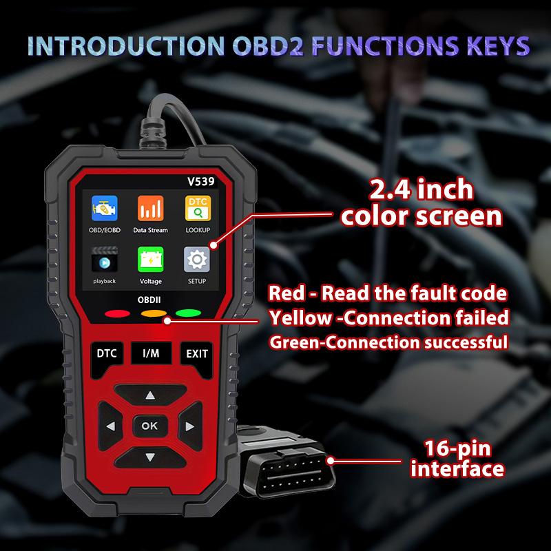 OBD2 Scanner V539 Car Code Reader Diagnose Check Engine Light Smog Check DTCs Scan Tool Live Data Stream Voltage Test for Vehicles Since 1996