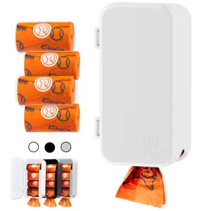 Dog Poop Bag Dispenser (Includes 4 Poop Bag Rolls) - White