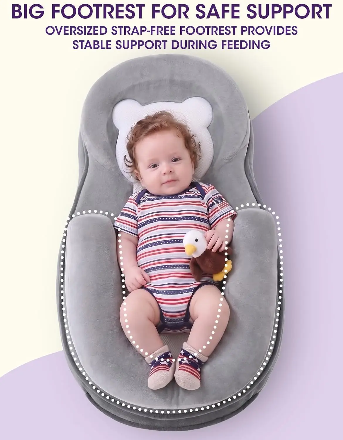 「PLUS Edition ON SALES」Baby Feeding Pillow with Gentle Incline – Helps Reduce Spit-Up While Keeping Baby Cozy & Mom’s Arms Relaxed