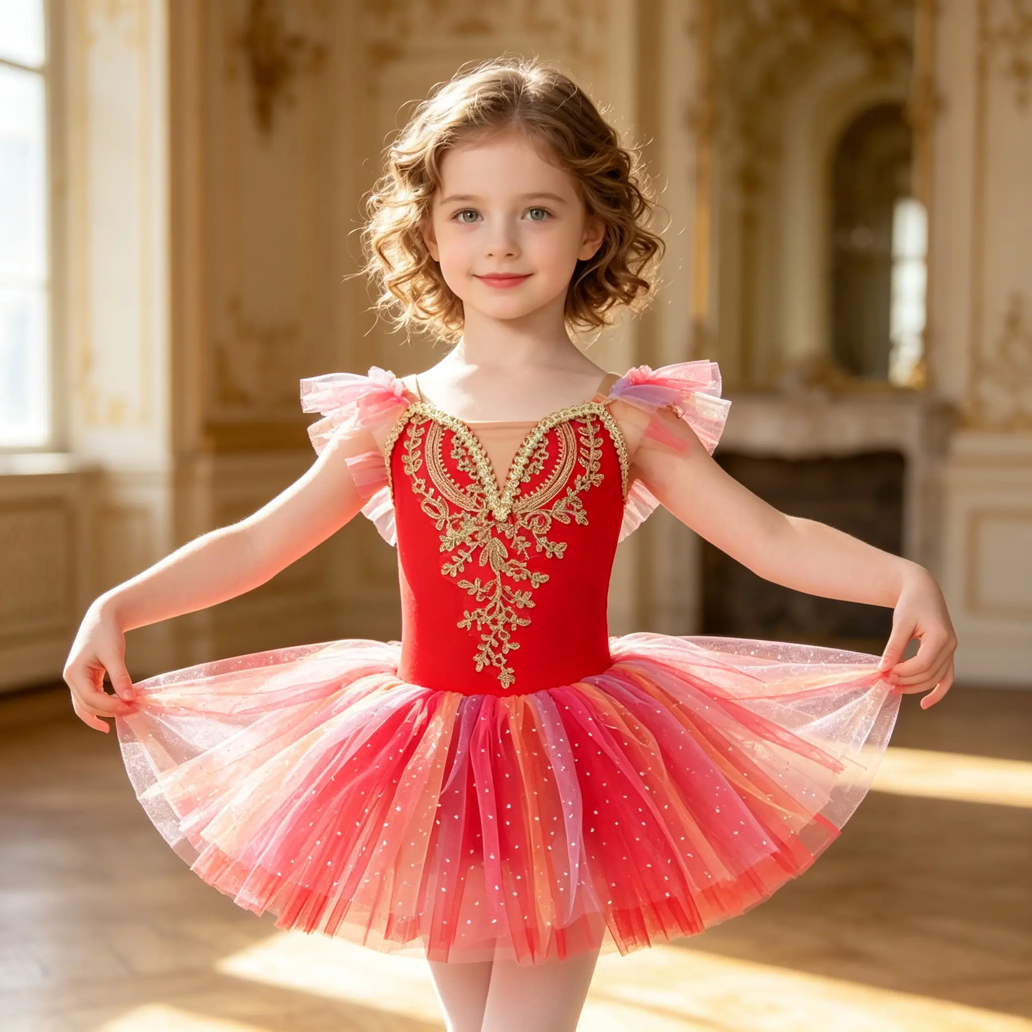 Little Girls Princess Dance Costume, Sparkly Embroidery Ballet Tutu Dress, Soft Tulle Performance Outfit for 3‑12Y Kids, Ideal for Ballet Class, Stage Show, Birthday Party, Festival Dress‑up