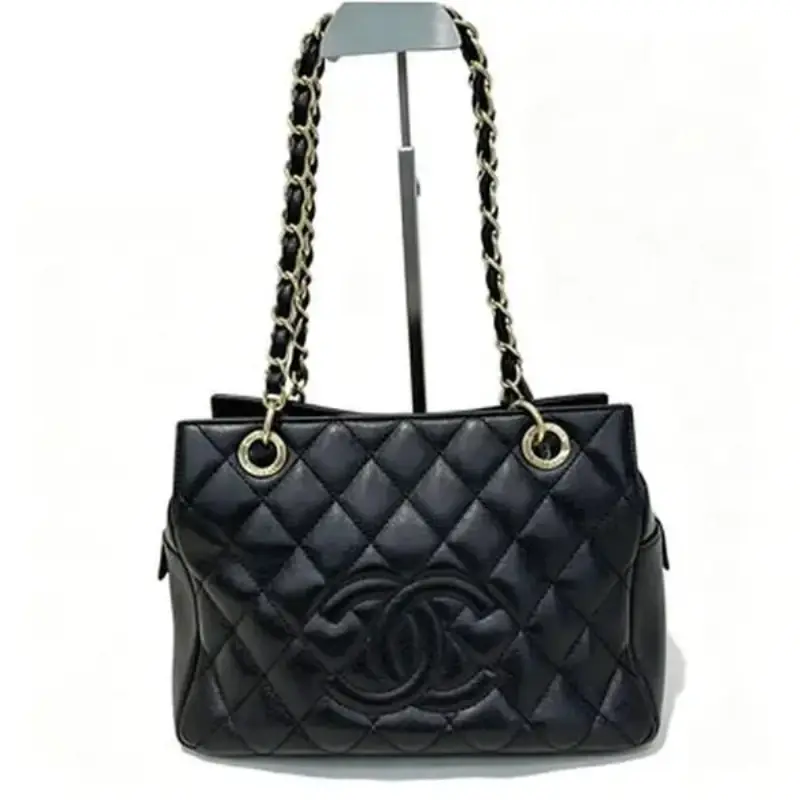‮ LENAHC  ‬ Black Caviar Leather  Gold Hardware Single Flap Shoulder Stylish Fashionable Bag..