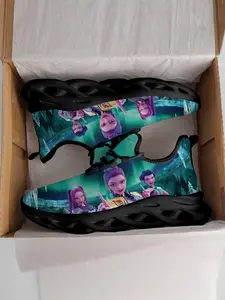 K-Pop Hunter Girl Group Bottom Aurora Fantasy Illustration Kids Casual Sports Shoes, Breathable Textile, Unisex, All Seasons, Sports Training Shoes