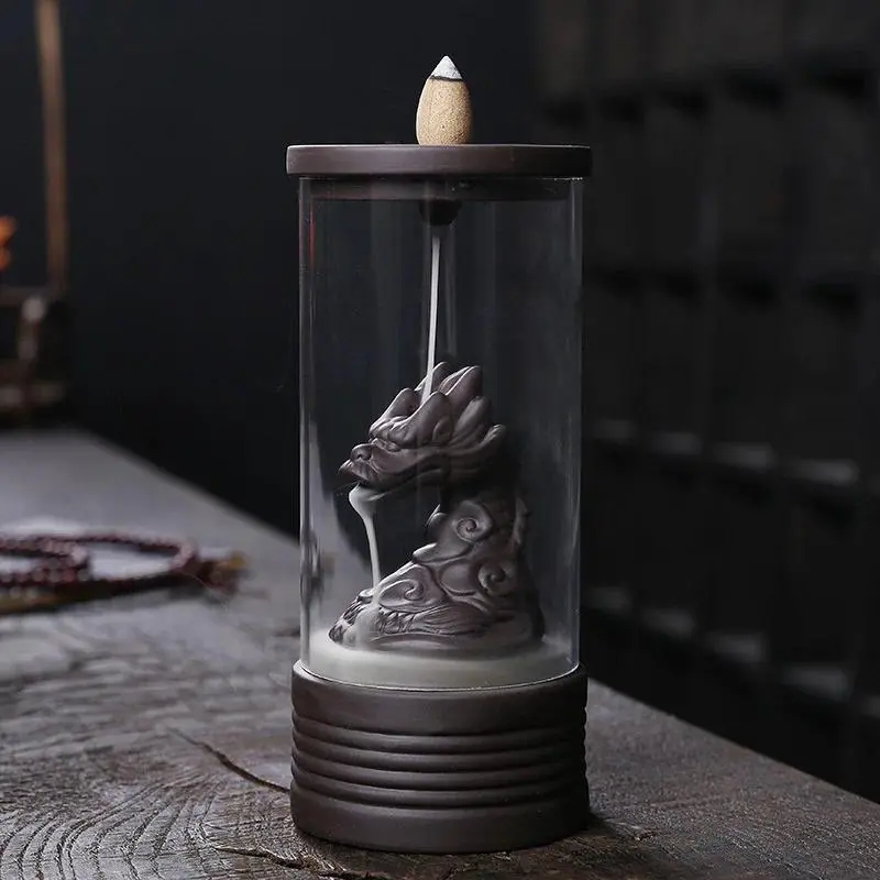 Ceramic Waterfall Backflow Incense Burner, Creative Incense Holder, Home Fragrance Decor, Home Decor Supplies for Living Room Bedroom Office, Freshener, Aromatherapy Scent Diffuser