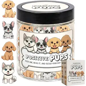Jar with 60 Daily Affirmation Cards, Emotional Support Dog Gift for Women, Dog Mom Gifts, Funny Gifts for Teens Girls Coworkers Teachers, Inspirational Puppy Desk Decor