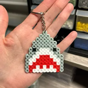 Perler Bead Shark Keychain - Bead Design with Shark Features
