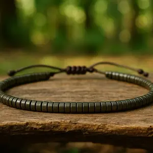 Vintage Pyrite Beads Crystal Minimalist Bohemian Tibetan Unisex Reiki Men Women Bracelet for Everyday Wear