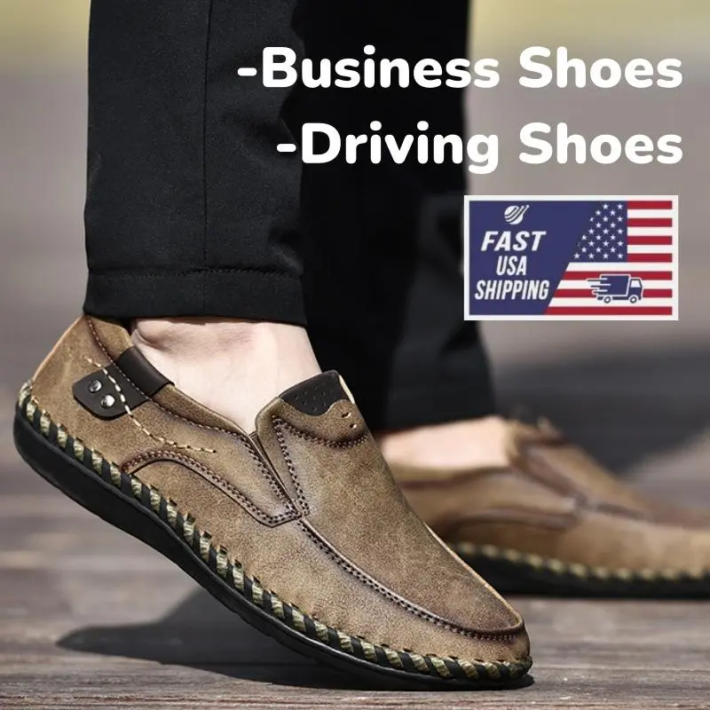 Men's Leisure Loafers Soft Business Office Hand Sewn Leather Shoes Driving Shoes