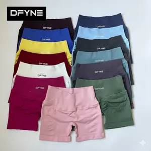 DFYNE Vision Dynamic Crossover Waist Seamless Shorts| High Waisted Scrunch Butt Lifting Yoga Gym Shorts| Tummy Control Biker Shorts