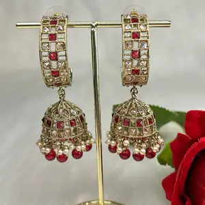 Unique Gold Tone C-Shape Jhumka Style Earrings earring jewelry