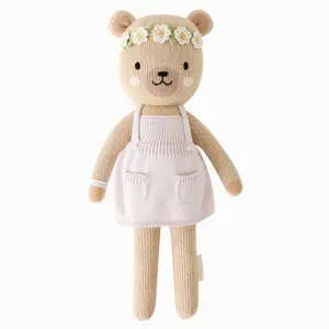 cuddle+kind Olivia the honey bear 13" hand-knit doll - 1 doll = 10 meals, fair trade, heirloom quality, handcrafted in Peru, 100% cotton yarn