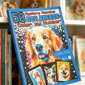 Background Pixel Animal Color by Number Book, Letter-Guided Dog Art, Adult Coloring Journal, Relaxing & Creative Activity