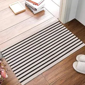 Welcome Mat, & Striped Polyester Fiber, Indoor/outdoor Use, Entryway, Kitchen, Balcony, Garden, Multi-Room Decor