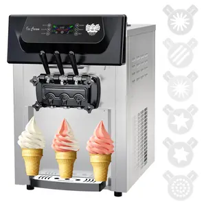 【GARVEE】2200W Commercial Ice Cream Machine, 3 Flavor Soft Serve Ice Cream Machine, 5.3-7.4 Gal/Hr, with LCD Touch Screen, Automatic Cleaning, High Productivity for Home Snack Bar & Restaurants