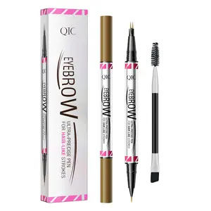 Eyebrow Pencil for Women, 2-in-1 Microblading Eyebrow Pen with 2-Claw Ultra-Fine Tip, Waterproof Long-Lasting Brow Pencil, Hair-Like Strokes for Natural Fuller Brows with Brow Brush