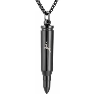 Urn Necklaces for Ashes Bullet Shape Container Pendant Stainless Steel Keepsake Holder Ashes for Pet Human Memorial Cremation Jewelry for Men Women