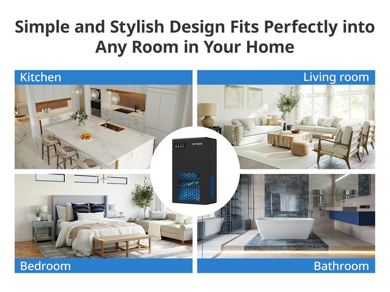 Fetions Portable Dehumidifier with 95oz Water Tank, High-Efficiency, 7 Customizable Colors, Includes Drain Hose, Ideal for Bathroom, Bedroom, Kitchen, Basement – Black Fetions Portable Dehumidifier with 95oz Water Tank, High-Efficiency, 7 Customizable Colors, Includes Drain Hose, Ideal for Bathroom, Bedroom, Kitchen, Basement – Black