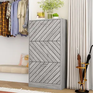 FUFU&GAGA  Updated Freestanding 3 Flip Drawers Shoe Cabinet Storage Organizer Furniture Organization