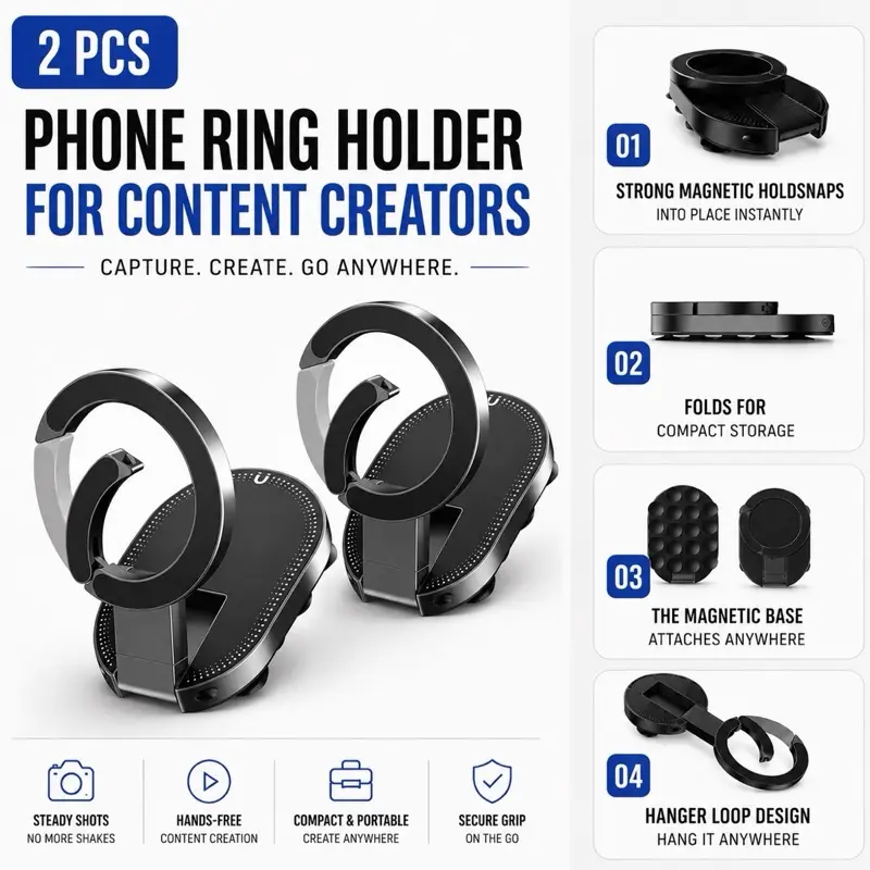 2pcs Maglock, Portable MagSafe Suction Mount, Stick Anywhere, Phone Holder, Mini Tripod, Multifunctional, Trendzy