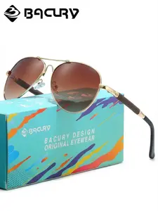 BACURY Non Deformable Polarizing Sunglasses With Stainless Steel Oval Frames For Men And Women For Outdoor Travel, Reducing Glare And Versatile Uv Protection
