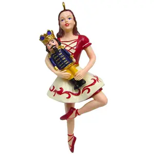 Clara on Pointe with Nutcracker Resin Ornament 4 inch