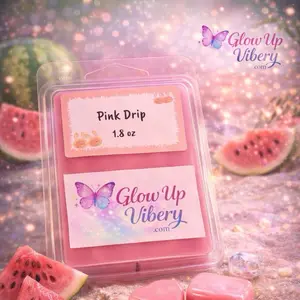 Glow Up Vibery Pink Drip 1.8 oz Soy-Based Wax Melt with Cocoa Butter & Cashmere for Cozy Relaxation Aroma - Candle