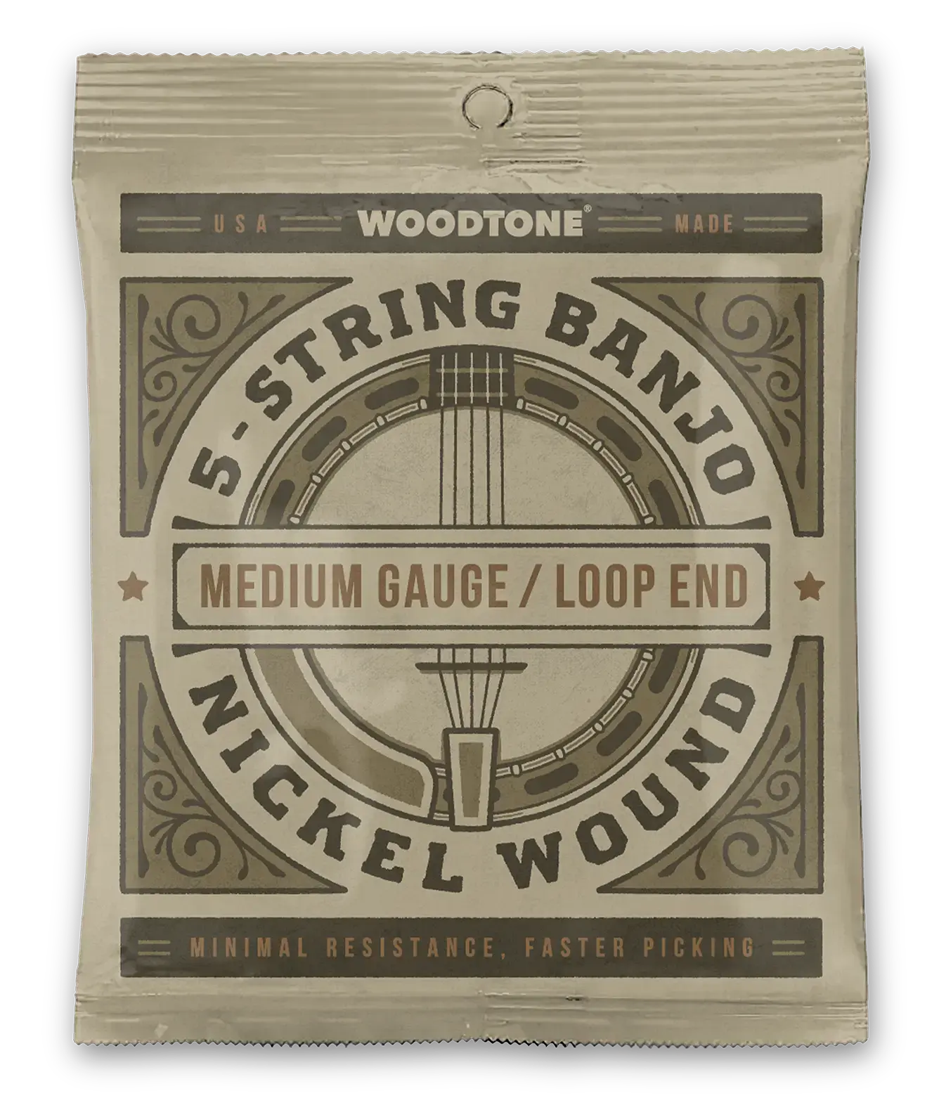 5-String Banjo Strings - Medium Gauge - Nickel Wound Non-Coated