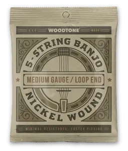 5-String Banjo Strings - Medium Gauge - Nickel Wound Non-Coated
