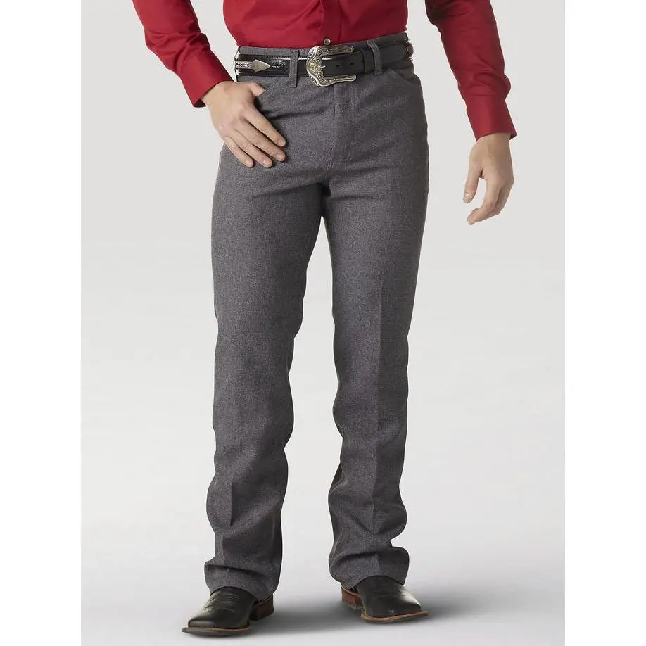 Wrangler Mens Wrancher Dress Jean (SIZE UP, GARREN UNA TALLA MAS)- Heather Grey