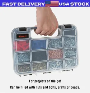 Portable Storage Case Bins 12 Compartments Nuts Bolts Beads Screws Crafts