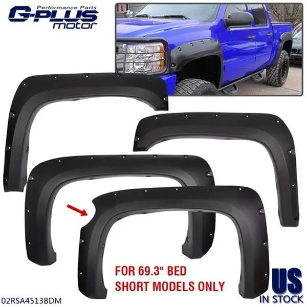 G-PLUS Automotive Pocket Rivet Bolt Style Fender Flare Protector Mud Flaps, 69" Vehicle Exterior Splash Guards Accessories for 2007-2013 Chevy Silverado 1500