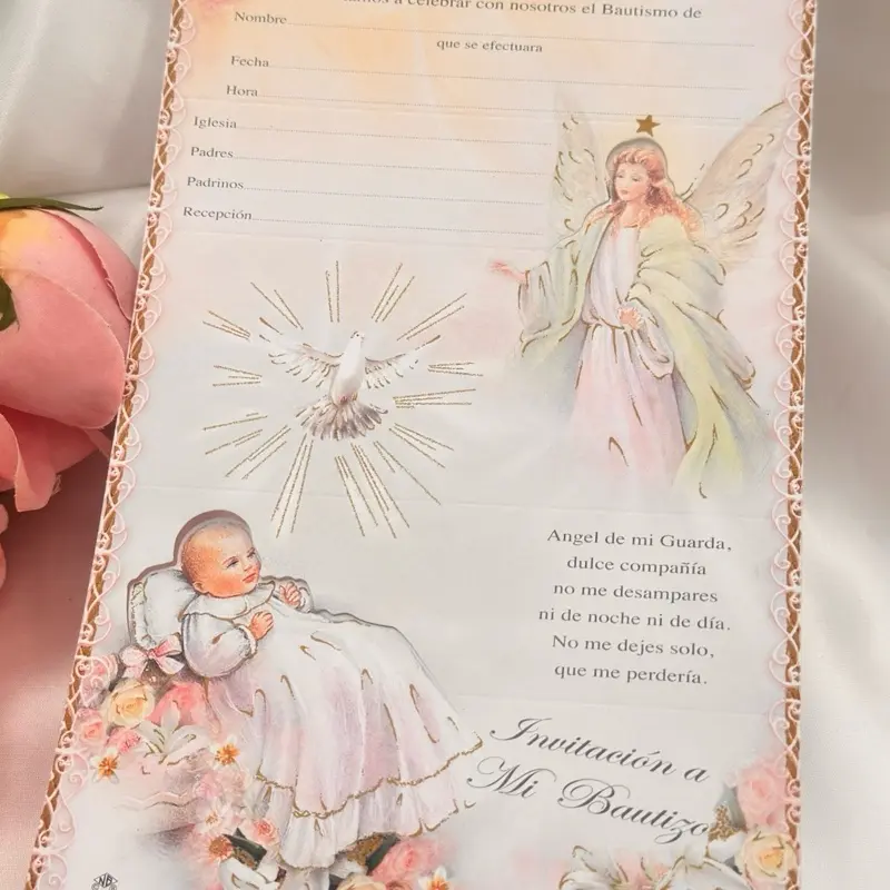 12pcs Baptism Invitations with Envelopes, Office Stationery Supplies for Baptism Events