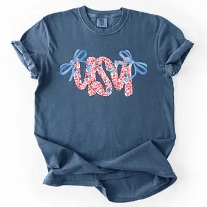 USA Ribbons, Coquette, Fourth of July, America, Patriotic, USA, Comfort Colors T-Shirt, Women's Comfort Colors Tee