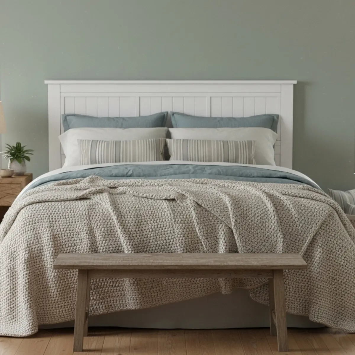 Walton Queen Panel Headboard - White Vertical Pane Poplar Solids, Farmhouse-Casual Style, Universal Mount, Easy Assembly, Shiplap Look, Reliable Performance, 31.00 lbs, 62.52 x 2.17 x 43.90 in (King-Size Compatible), Assembly Required