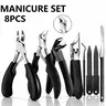 8PCS Toenail Clipper Set for Thick & Ingrown Nails, Heavy Duty Nail Clippers, Professional Manicure Kit with Angled Blade, Cuticle Tools & Nail File, Stainless Steel Pedicure Kit Curved summervibes trimming