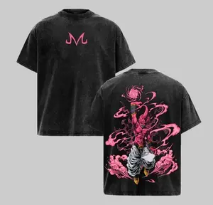 Dragon Ball Z Majin Buu Vintage Washed Anime T-Shirt | Kid Buu Pink Energy Graphic Tee | Unisex Oversized Y2K Streetwear 90s Retro Shirt | Premium Heavy Cotton DBZ Merch Birthday Gift for Him & Her Anime Manga Fans Otaku Weeb Men & Women