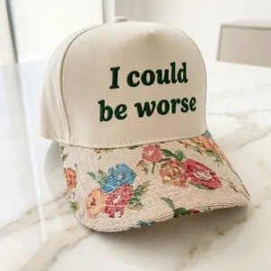 Floral Brim Hat – “Sweet, Not Sorry” Embroidered Cap, Cute Cotton Baseball Hat, Feminine Aesthetic Gift