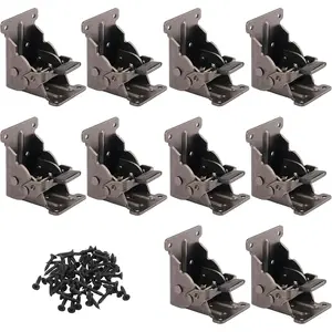 10 Pack Heavy-Duty Folding Table Leg Brackets, Self-Locking Hinge, Foldable Support Bracket with Screws for DIY Tables, Beds, Folding Workbenches