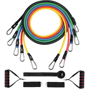 Resistance Bands Set, Workout Bands with Handles, Door Anchor, Ankle Straps and Carry Bag, Exercise Bands for Shape Body and Home Workouts