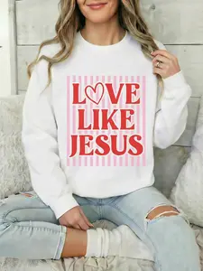 Love Like Jesus Preppy Valentine's Day Puff Print Design T-shirt or Sweatshirt