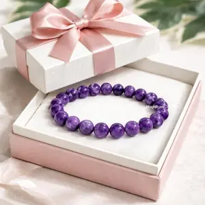 Lepidolite Healing Crystal Bracelet 8mm Beaded Reiki Balance Stretch Jewelry