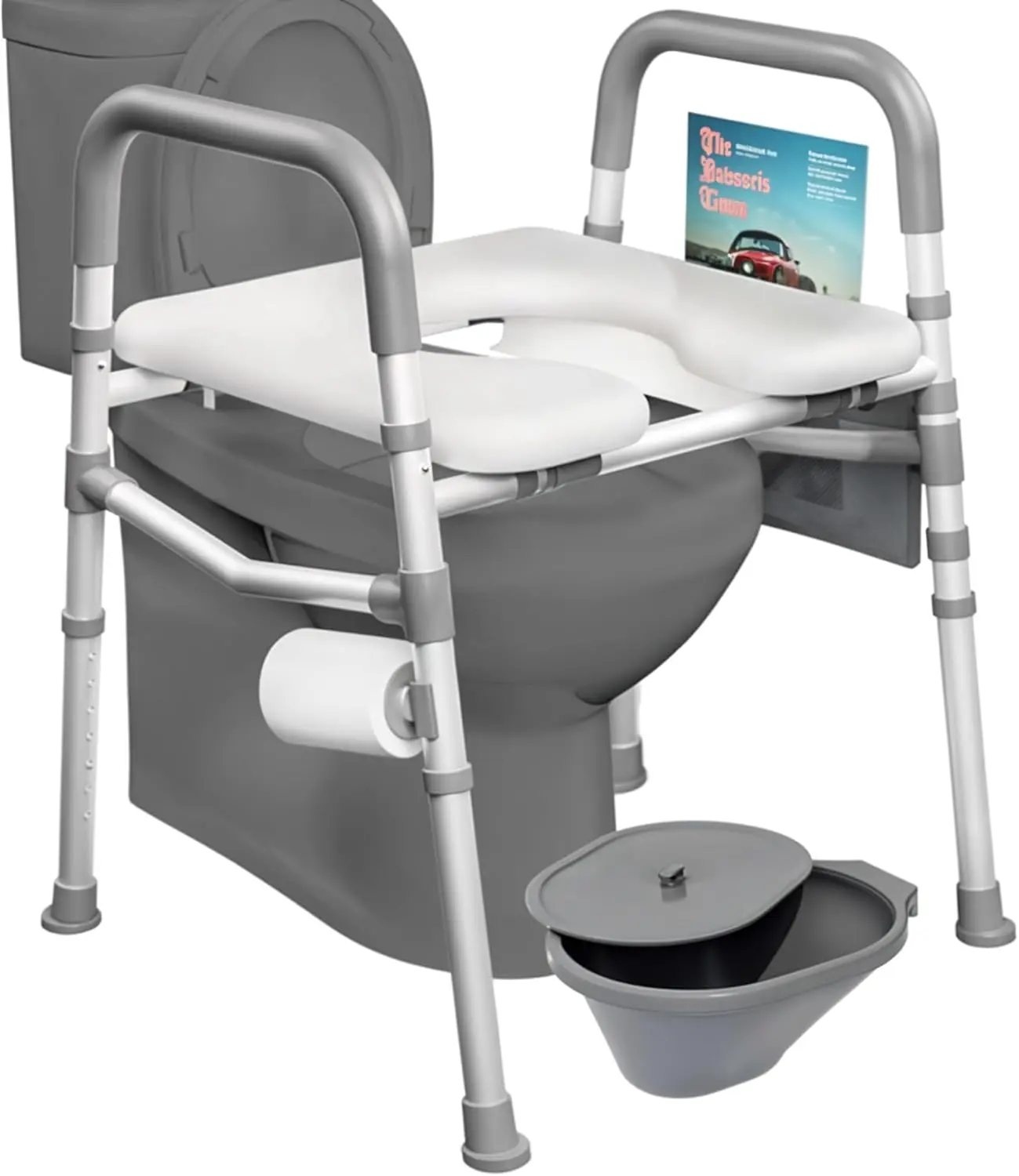 Raised Toilet Seat with Handles  Toilet Riser for Seniors  Adjustable Height & Width Commode Chair with Bowl  500 lbs Handicap Elevated Seat for ,   Fits Any Toilet